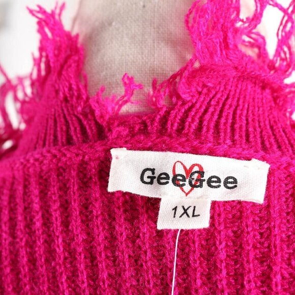 GeeGee Pink Sweater with Fringe Size 1XL - Picture 6 of 7
